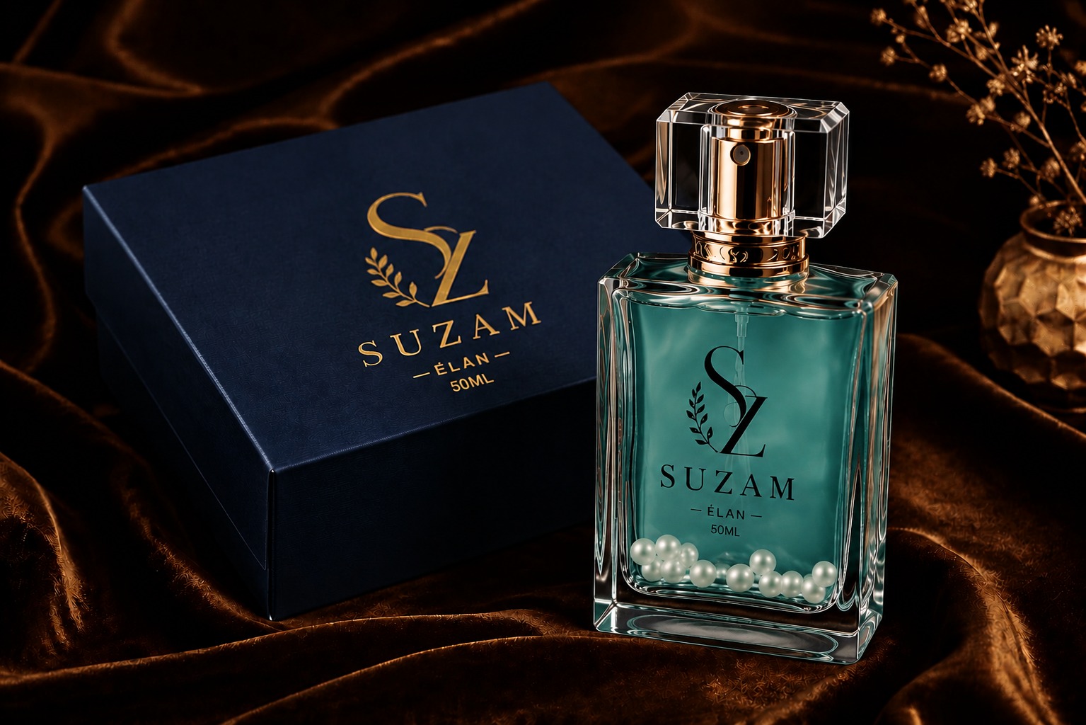 Suzam packaging and bottle