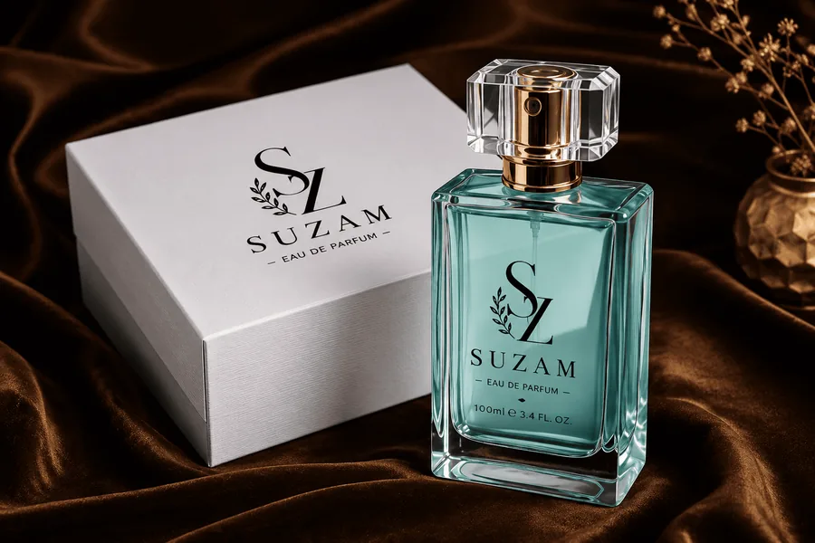 Suzam packaging and bottle